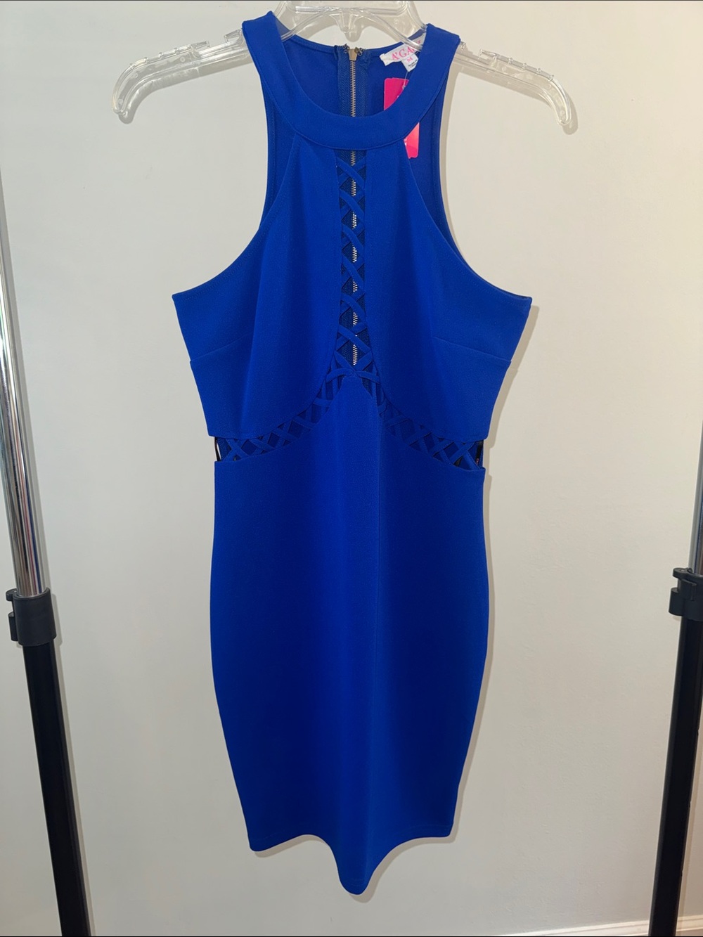a'gaci Royal Blue Cutout Bodycon Mini Dress